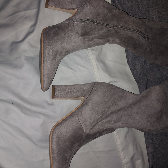 Public Desire Gray Suede Over the Knee Boots - Picture 2 of 2